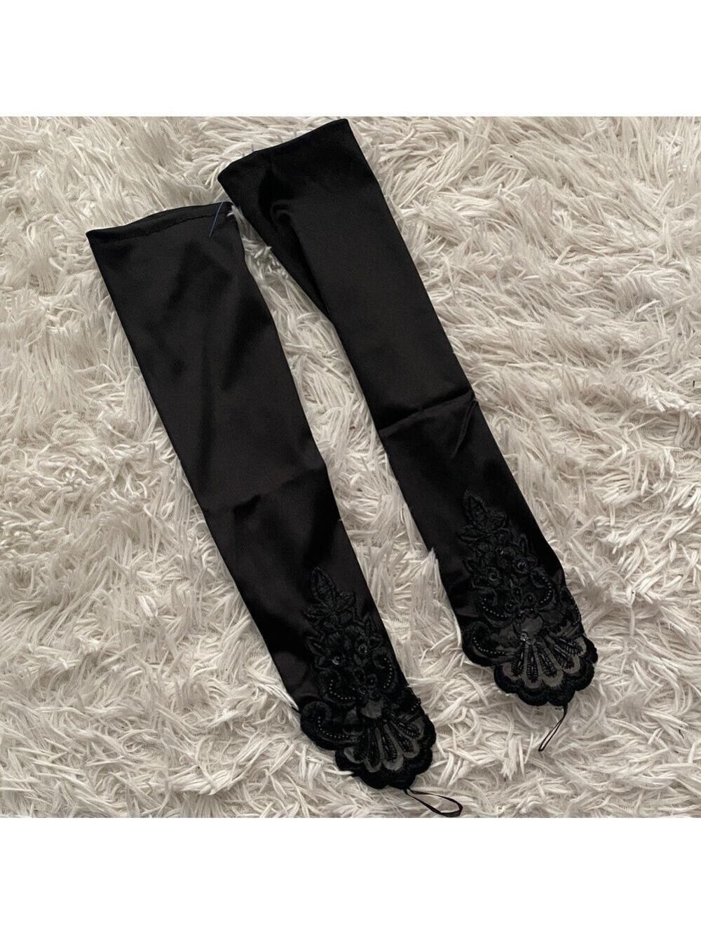 Elegant Black Satin Opera Gloves